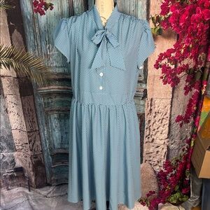 No Brand retro inspired blue and white polka dot dress NWOT, size XXL